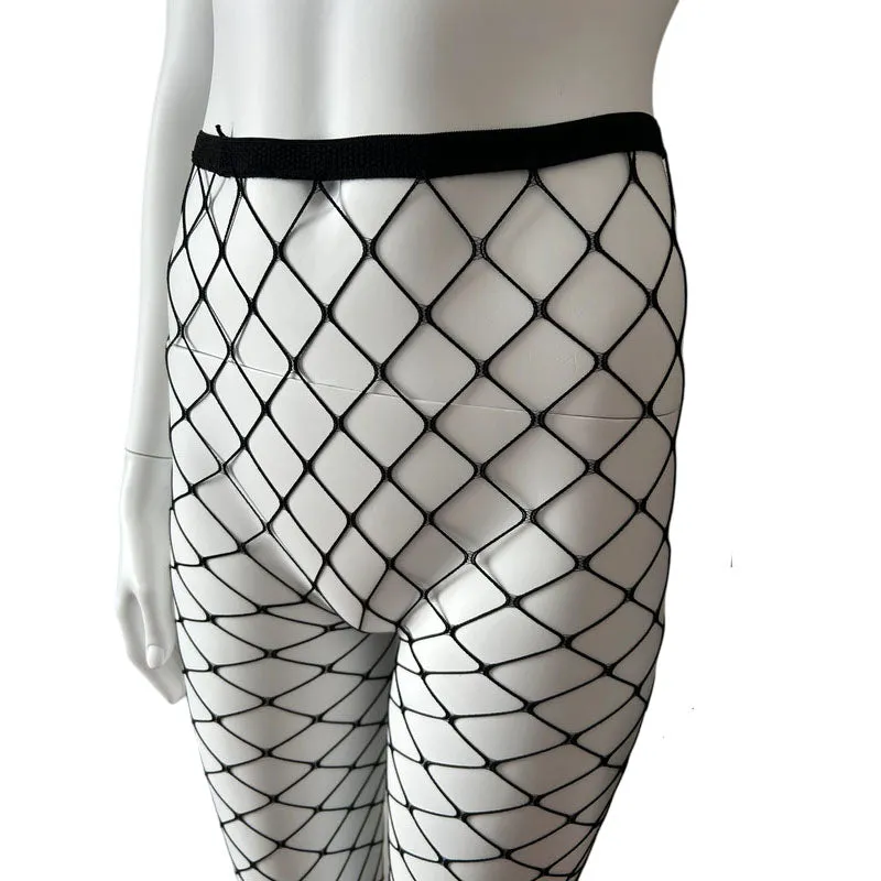 Diamond Net Spandex Footless Leggings