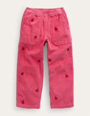 Embroidered Cord Pull-Ons-Blush Pink Embroidered Apples