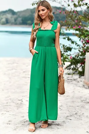 Fresh Wide Leg Sleeveless Square Neck Jumpsuit