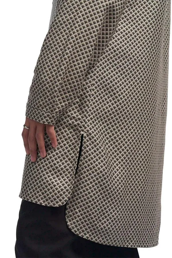 Front open linen blend printed Qurta