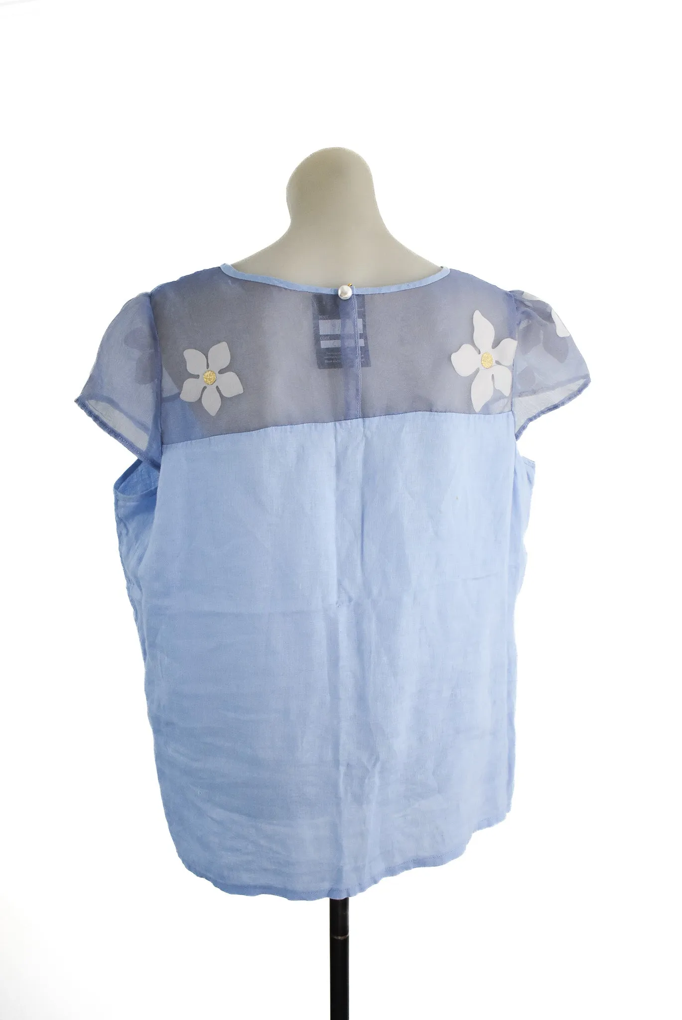Handmade baby blue flower blouse, L