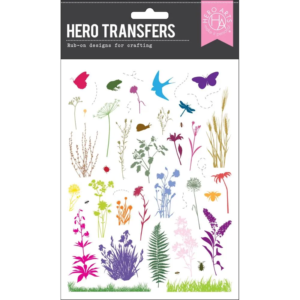 Hero Arts Rub-On Transfer Sheets 6"x8" Wildflowers & Bugs Hero