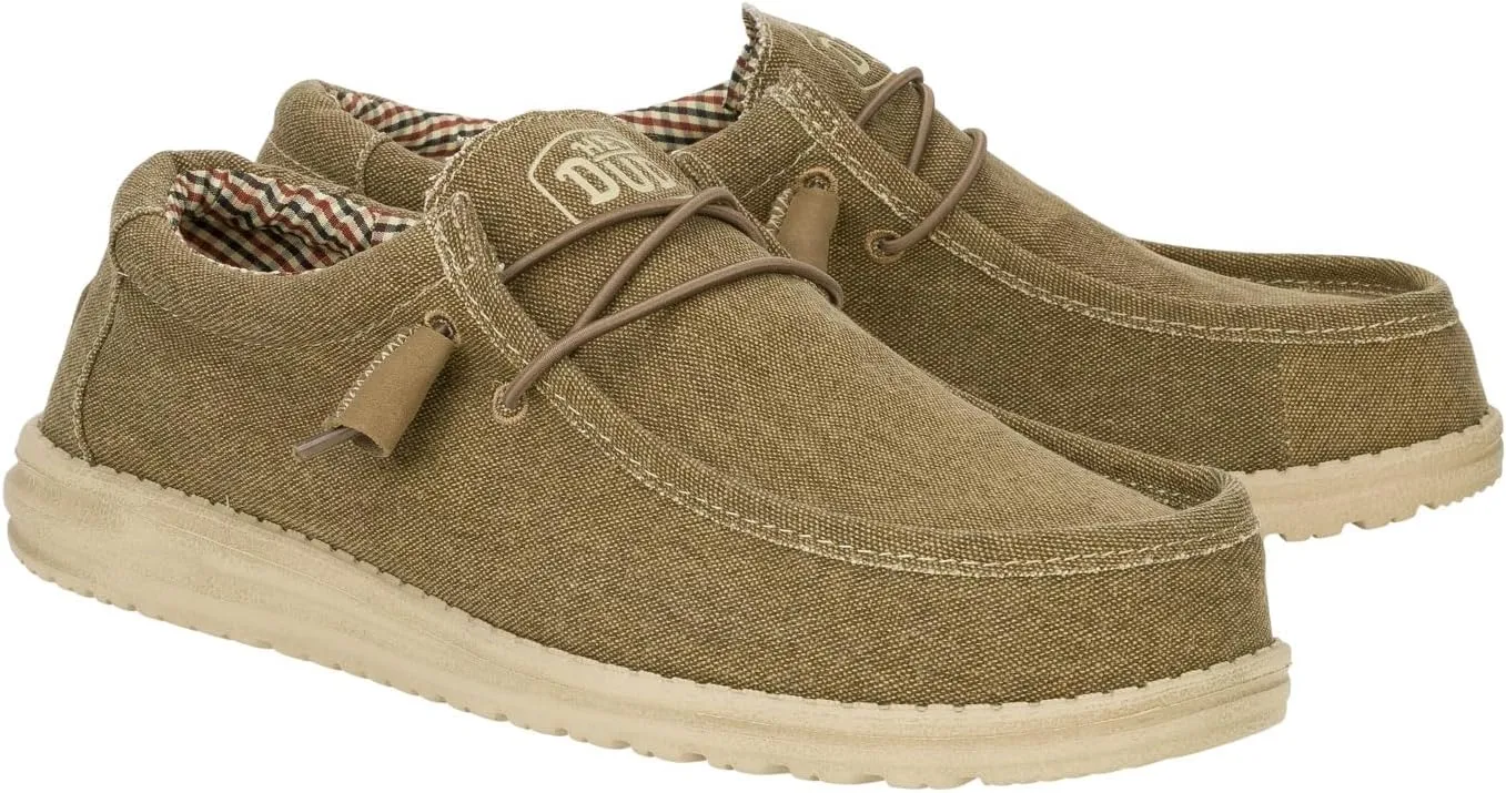 HEYDUDE Men's Wally Canvas, Mens Shoes, Slip-on Loafers, Comfortable & Light-Weight