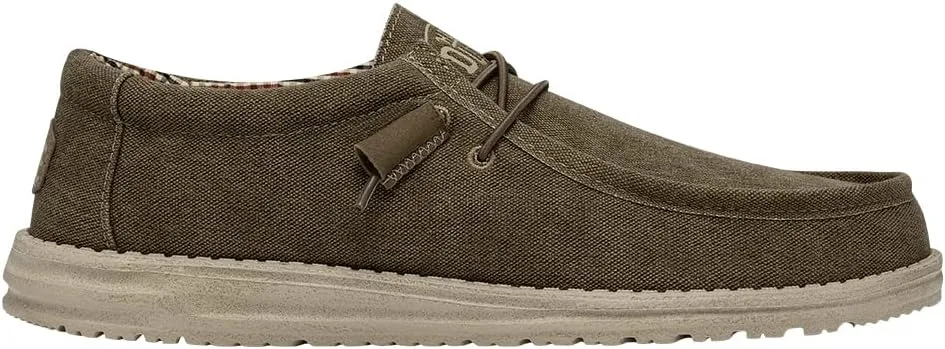 HEYDUDE Men's Wally Canvas, Mens Shoes, Slip-on Loafers, Comfortable & Light-Weight