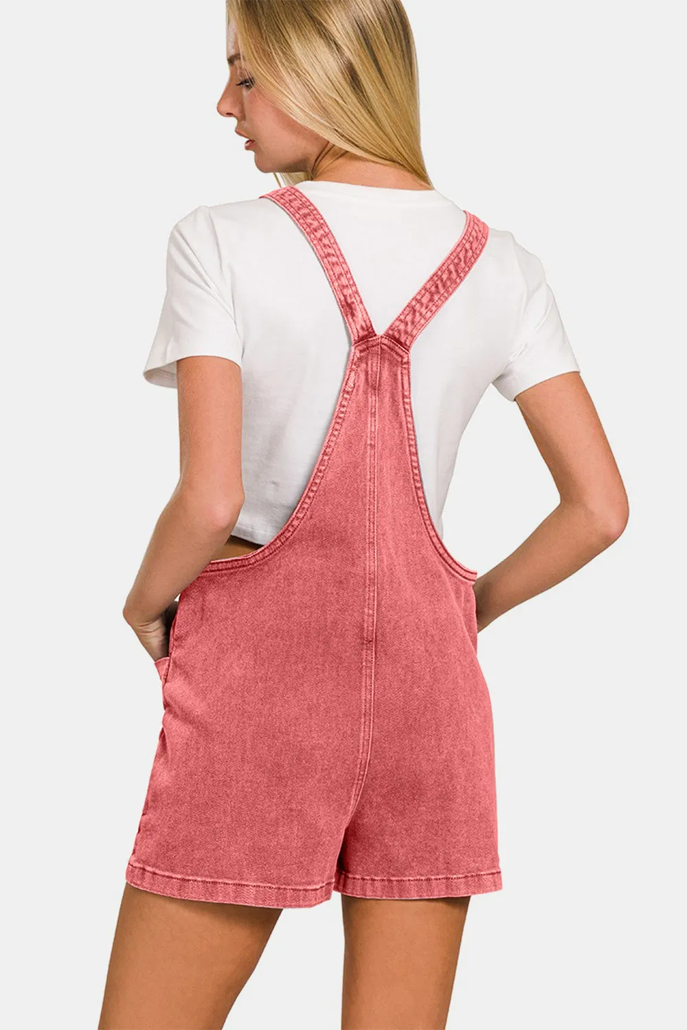 Hippie Romper Distressed Zenana Washed Knot Strap Rompers