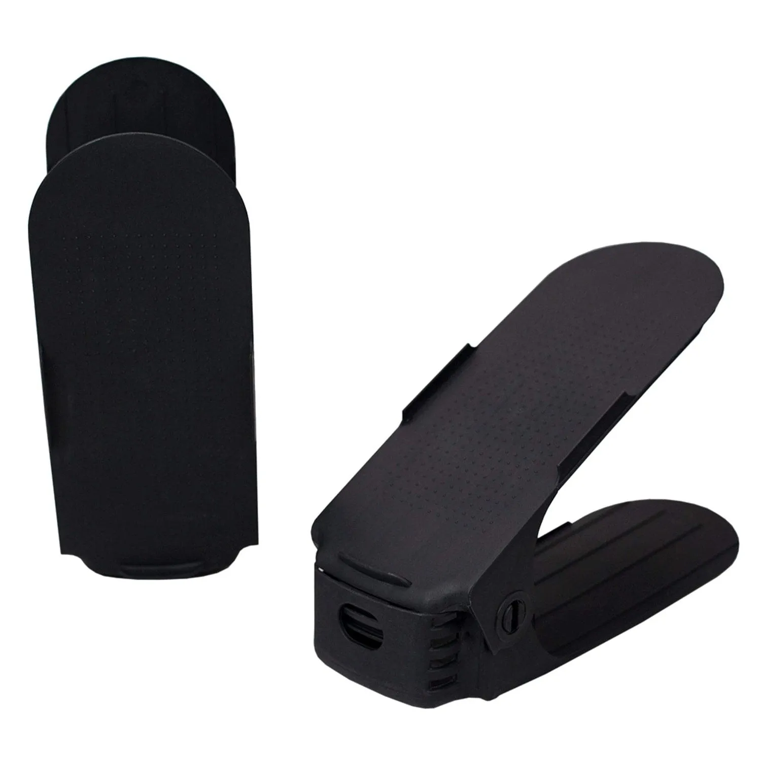 Home Basics 2-Pack Adjustable Shoe Space Saver, Black