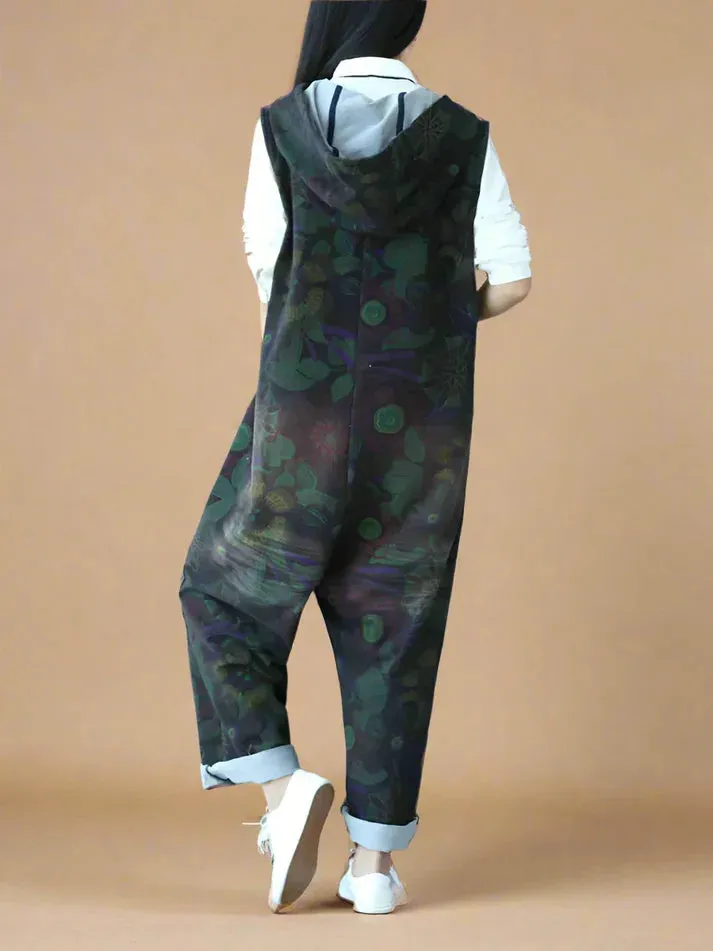 Hooded Zipper Overalls Dungarees