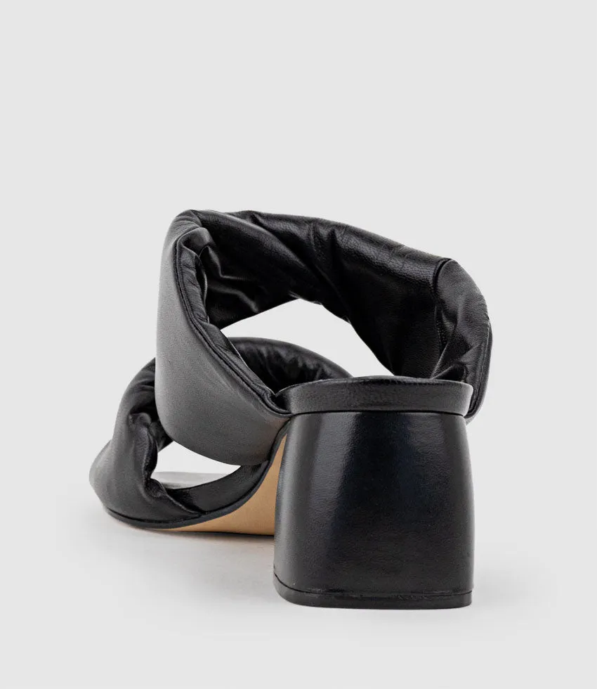 IMIRA55 Puffed Heel Slide in Black