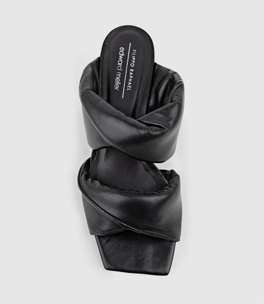 IMIRA55 Puffed Heel Slide in Black