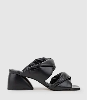 IMIRA55 Puffed Heel Slide in Black