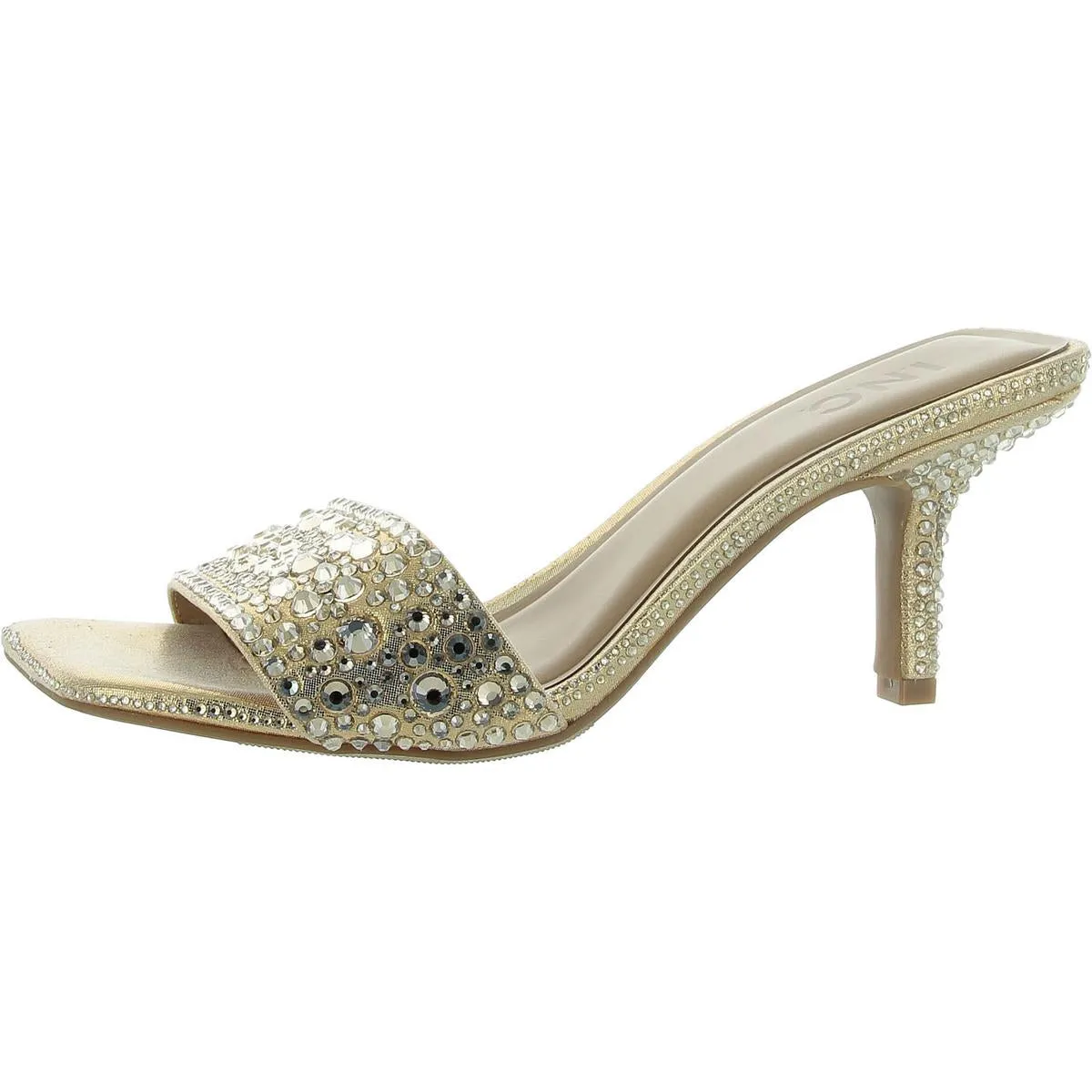 INC Womens Embellished Rhinestone Slide Sandals