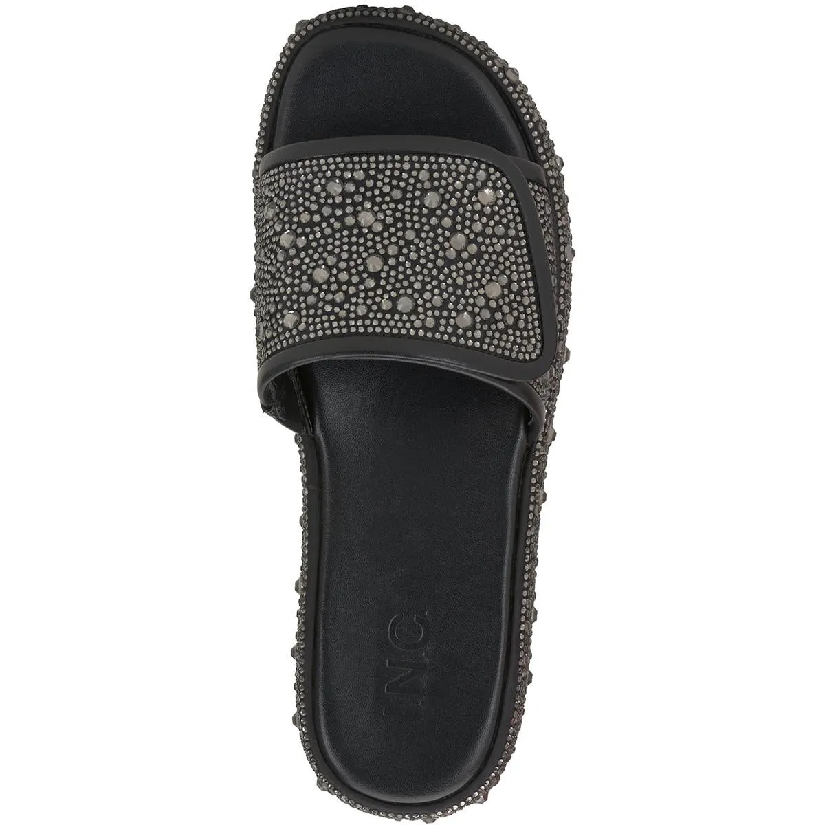 INC Womens Faux Leather Slip On Slide Sandals