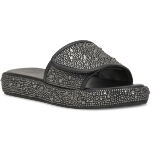 INC Womens Faux Leather Slip On Slide Sandals