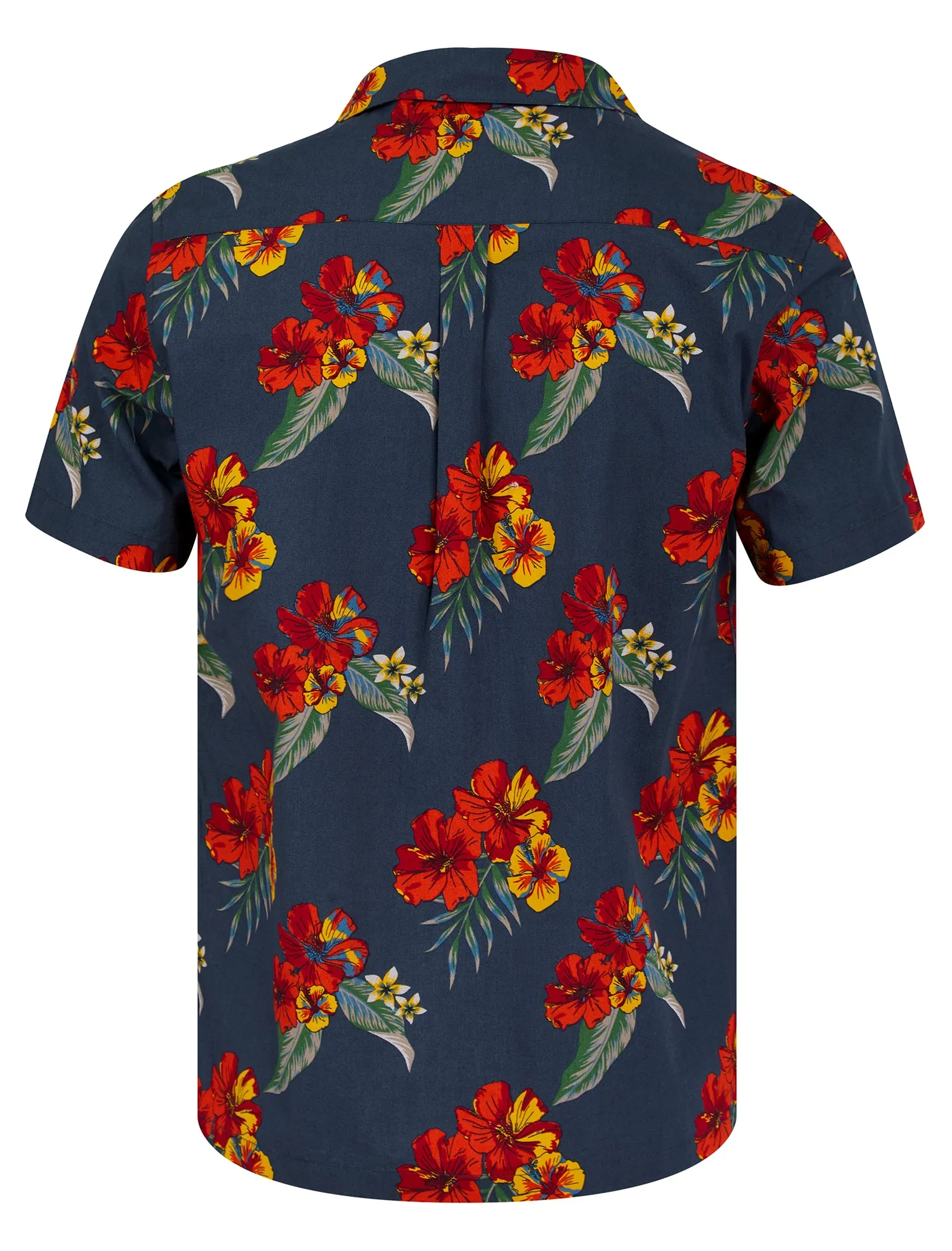 Jalisco Floral Print Short Sleeve Open Collar Hawaiian Shirt in Sargasso Sea - Tokyo Laundry