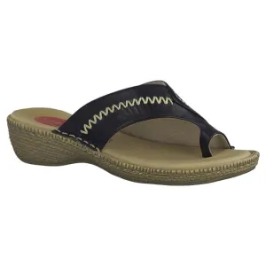 Jana Black Mule Sandal with Toe Loop BLACK 27111-28