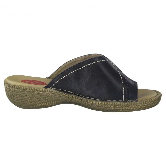 Jana Black Mule Sandal with Toe Loop BLACK 27111-28