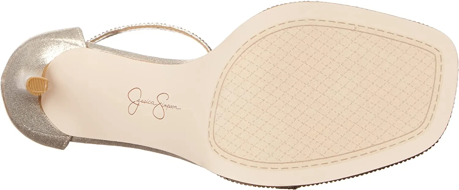 Jessica Simpson Ostey Champagne Ankle Strap Squared Toe Stiletto Heeled Sandals