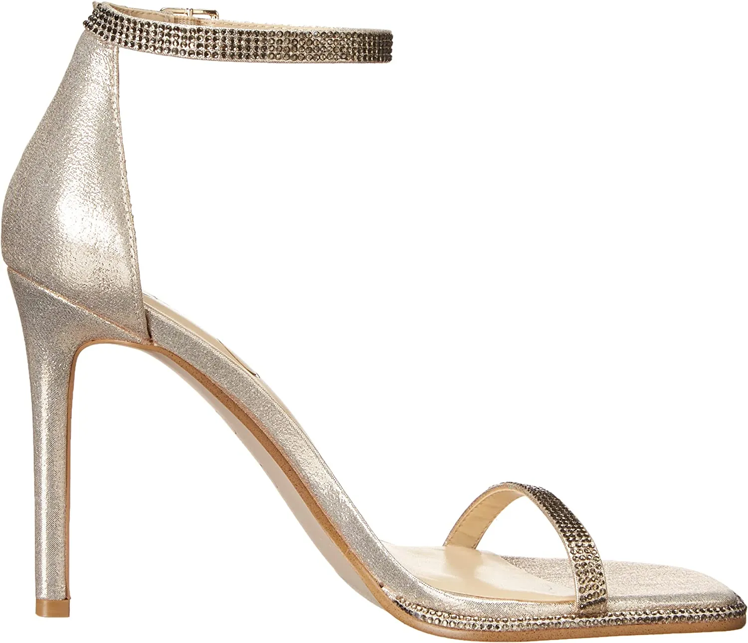 Jessica Simpson Ostey Champagne Ankle Strap Squared Toe Stiletto Heeled Sandals