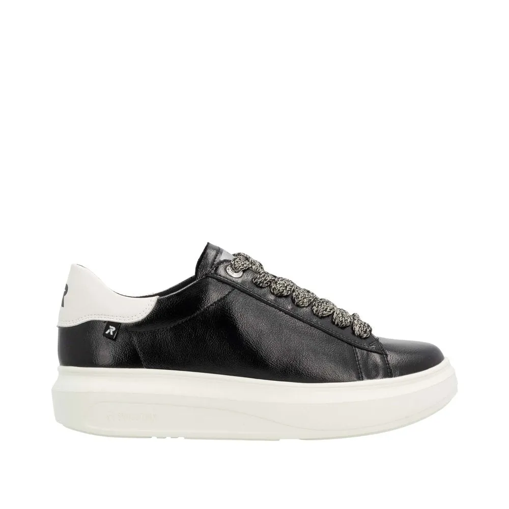 Ladies Rieker Evolution Lace Up Trainers Sneakers Black/off White W1205-00 sale