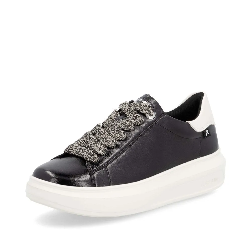Ladies Rieker Evolution Lace Up Trainers Sneakers Black/off White W1205-00 sale