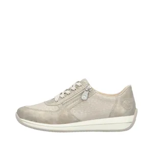Ladies Rieker Lace Up Shoe Zip Beige H Style N1112-60