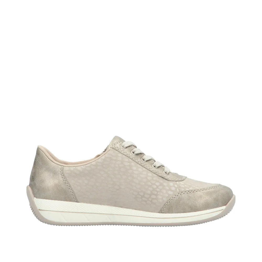 Ladies Rieker Lace Up Shoe Zip Beige H Style N1112-60