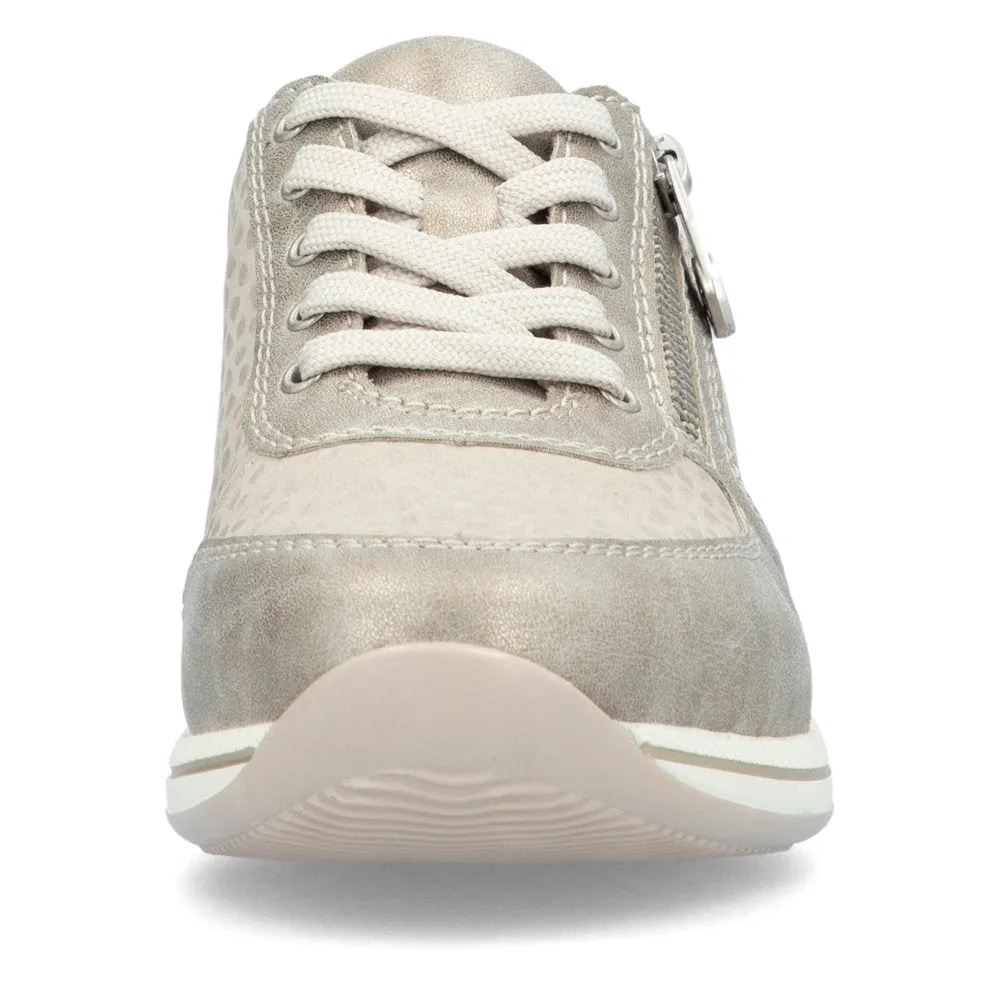 Ladies Rieker Lace Up Shoe Zip Beige H Style N1112-60