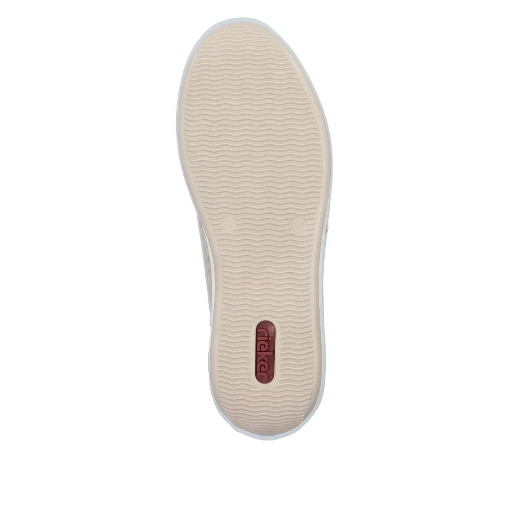 Ladies Rieker Lace Up Shoe Zip Beige H Style N1112-60