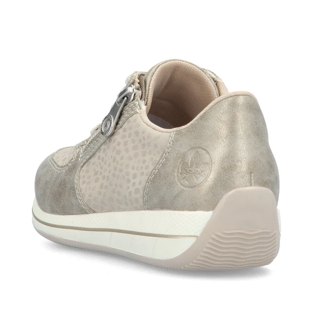 Ladies Rieker Lace Up Shoe Zip Beige H Style N1112-60