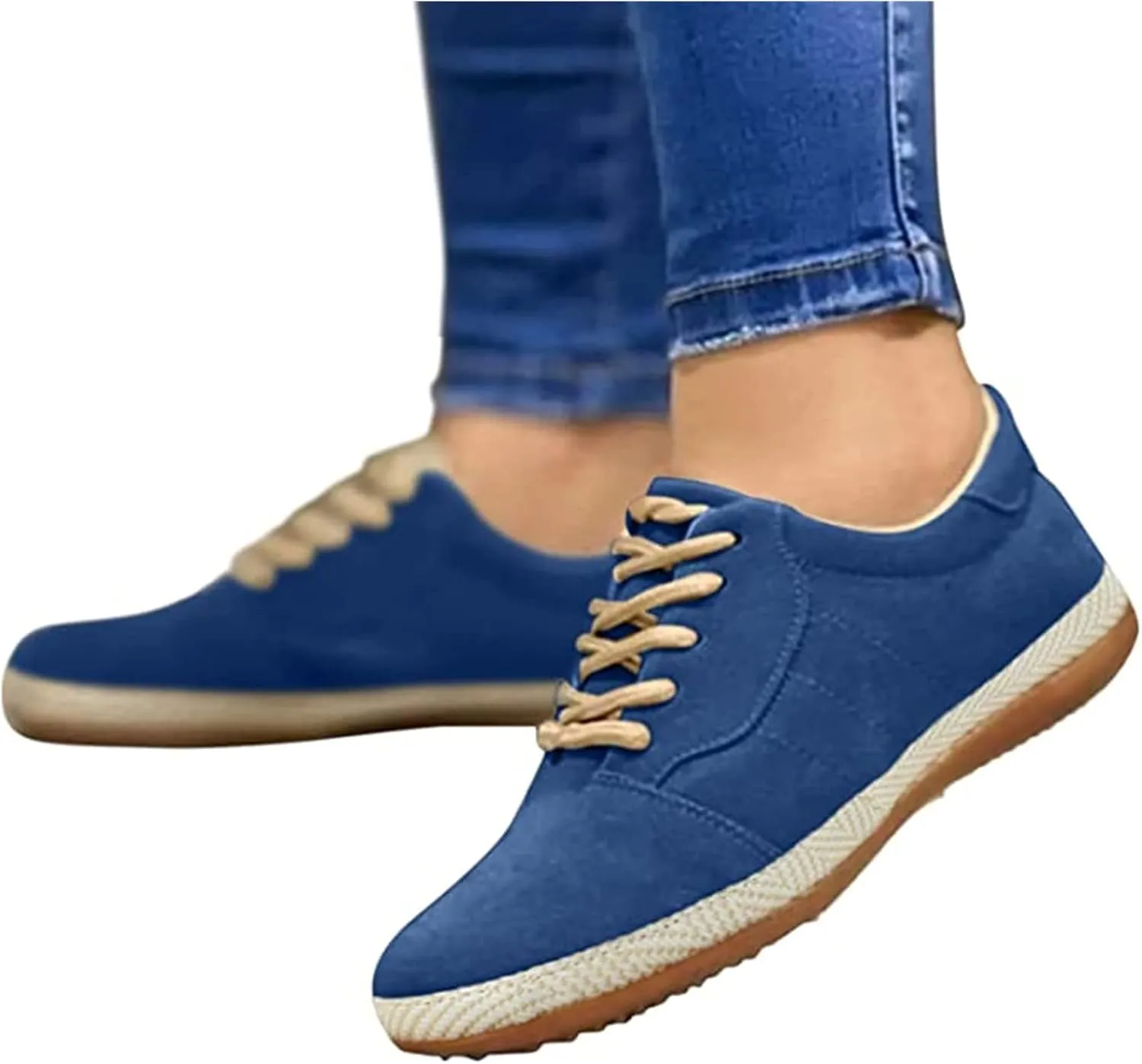 Lausiuoe Sneakers For Women Walking Shoes Comfortable Canvas Sneakers Low Top Fashion Casual Soft Non-Slip Flat Loafers