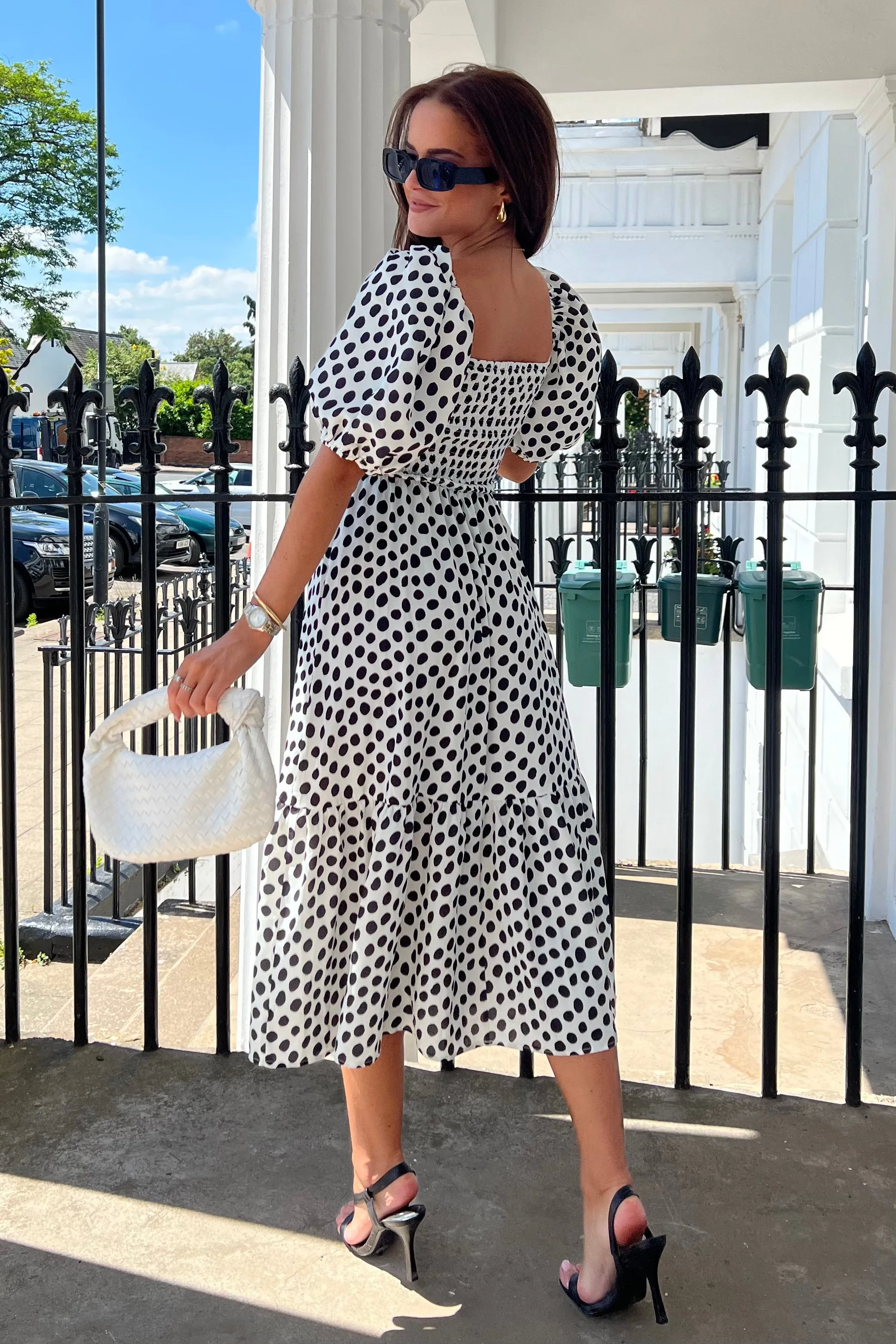Mani Square Neck Tier Dress Polka