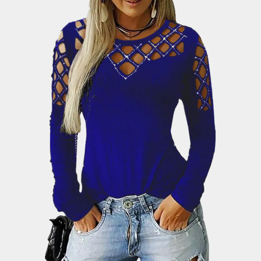 Mariel - Stilfuld cut-out mock neck top til kvinder