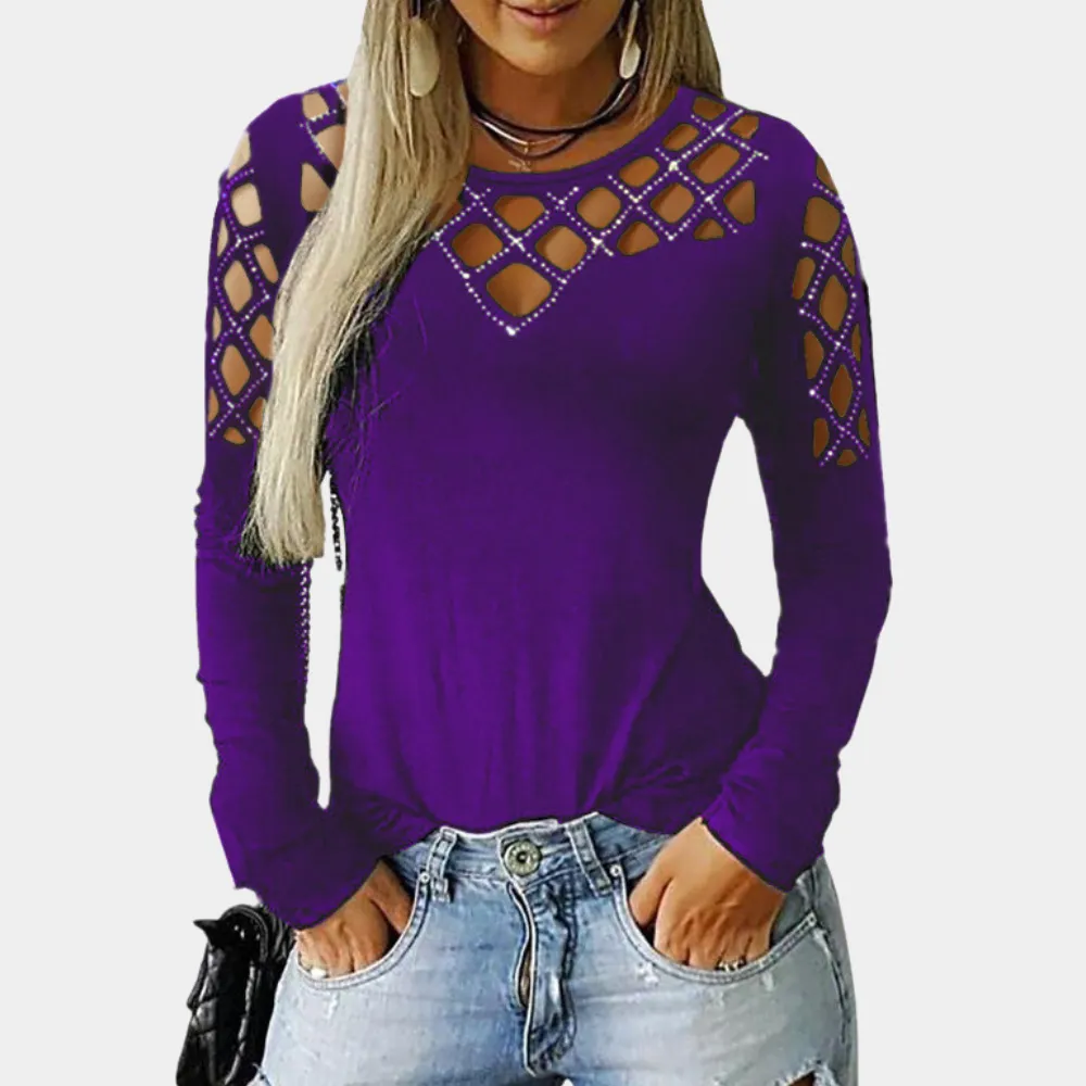 Mariel - Stilfuld cut-out mock neck top til kvinder