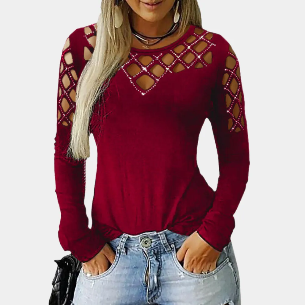 Mariel - Stilfuld cut-out mock neck top til kvinder