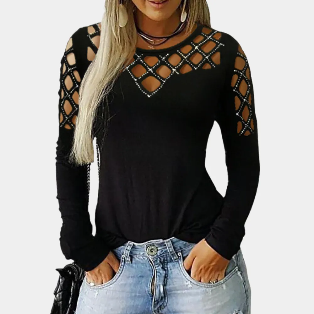 Mariel - Stilfuld cut-out mock neck top til kvinder