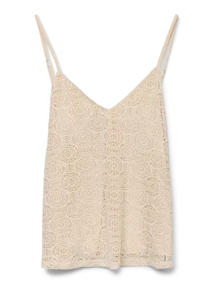 MAYA Lace Vest Cami Top in Cream