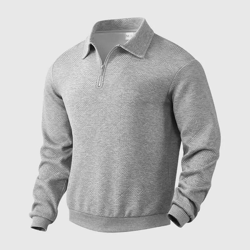 Men's Knitted Polo Sweater with Zipper