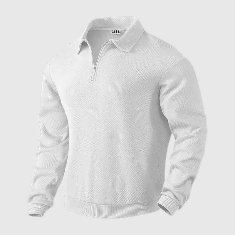 Men's Knitted Polo Sweater with Zipper