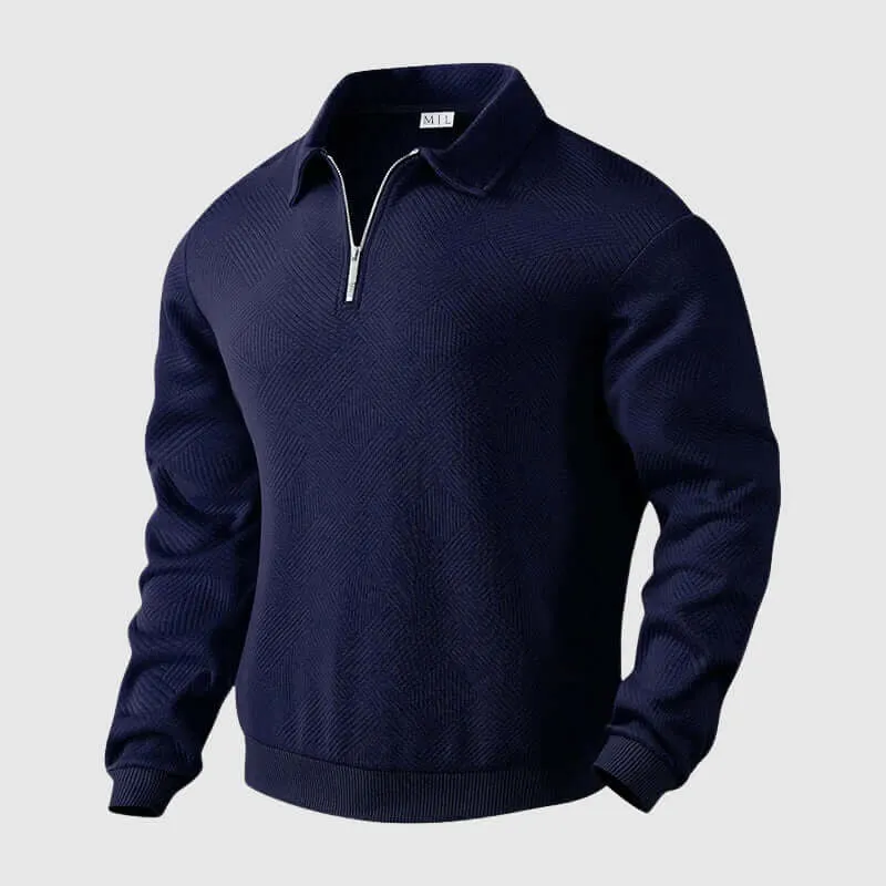 Men's Knitted Polo Sweater with Zipper