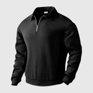 Men's Knitted Polo Sweater with Zipper