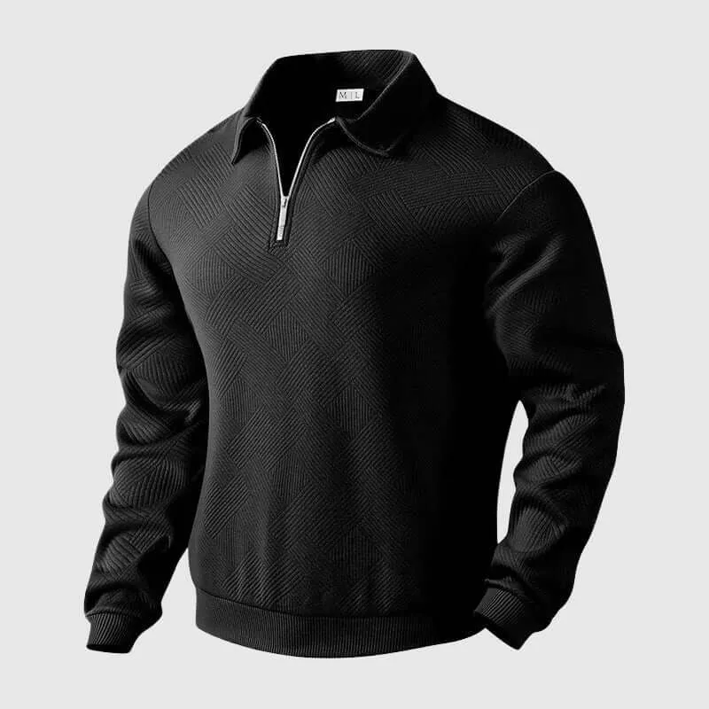 Men's Knitted Polo Sweater with Zipper