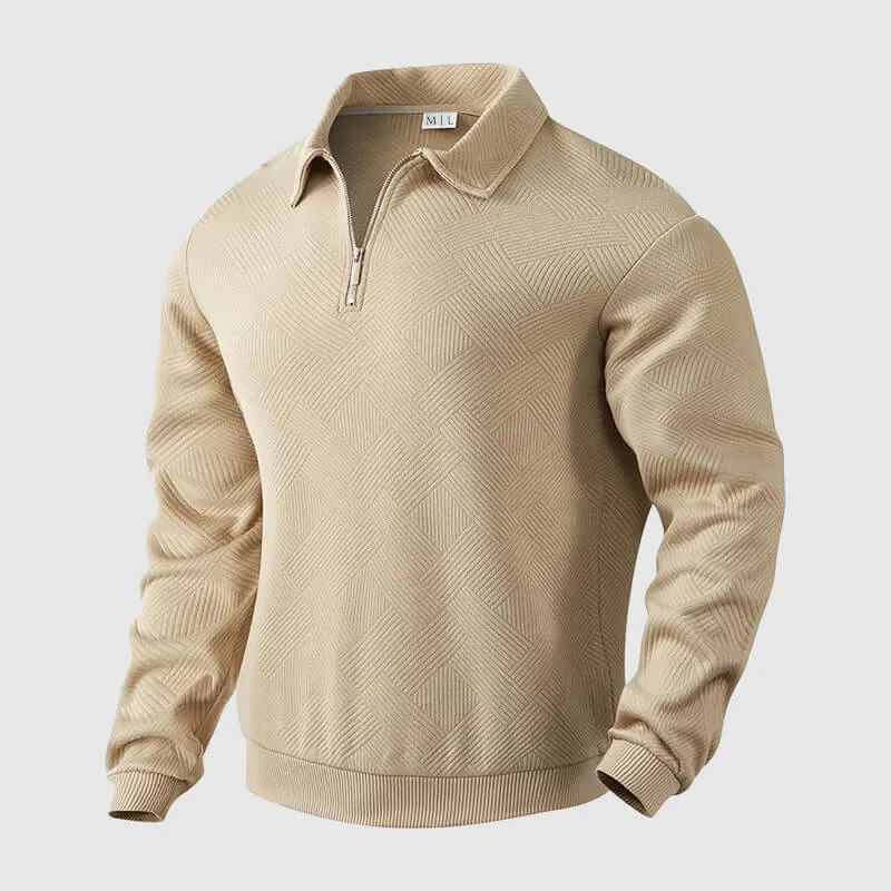 Men's Knitted Polo Sweater with Zipper