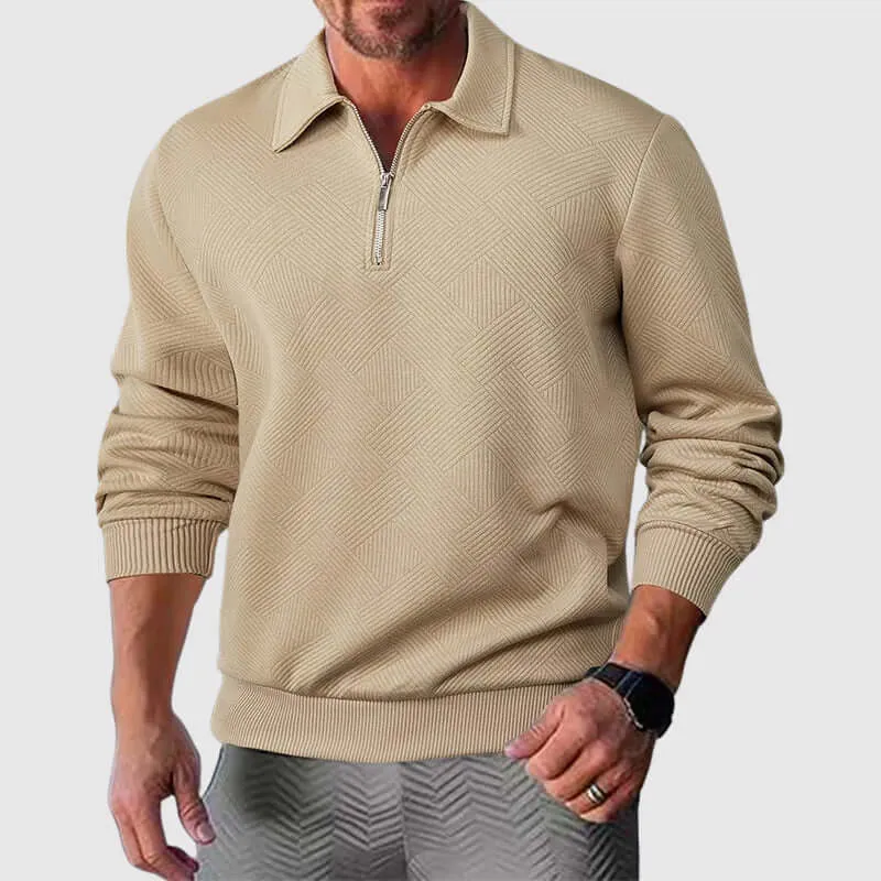 Men's Knitted Polo Sweater with Zipper