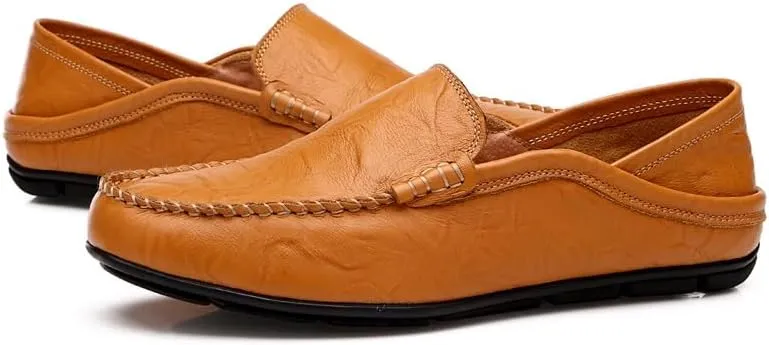 Men's Loafers Shoes Round Toe Vegan Leather Loafer Shoe Flexible Comfortable Flat Heel Party Outdoor Slip On
