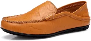 Men's Loafers Shoes Round Toe Vegan Leather Loafer Shoe Flexible Comfortable Flat Heel Party Outdoor Slip On