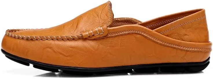 Men's Loafers Shoes Round Toe Vegan Leather Loafer Shoe Flexible Comfortable Flat Heel Party Outdoor Slip On