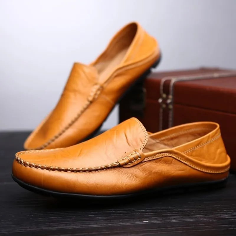 Men's Loafers Shoes Round Toe Vegan Leather Loafer Shoe Flexible Comfortable Flat Heel Party Outdoor Slip On