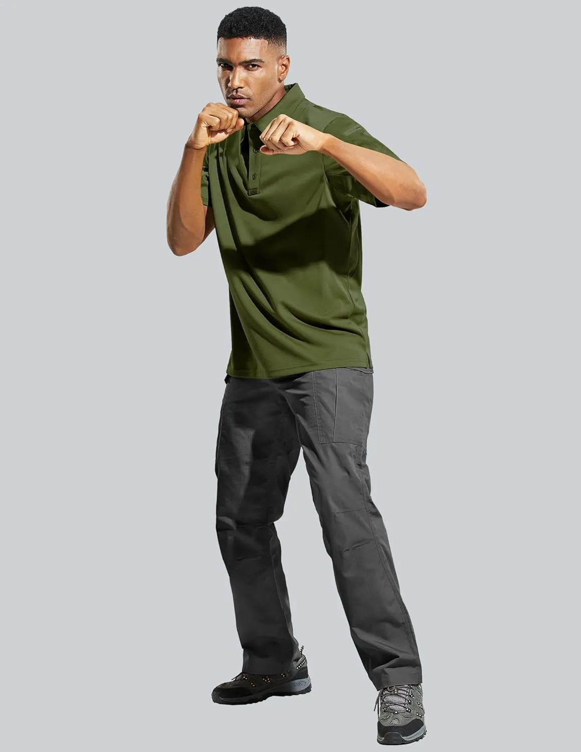 MIER Men's Outdoor Performance Tactical Polo Shirts Short and Long Sleeve, Moisture-Wicking