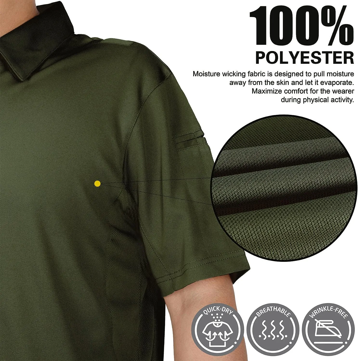 MIER Men's Outdoor Performance Tactical Polo Shirts Short and Long Sleeve, Moisture-Wicking