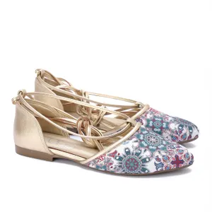 Multi-Strap Lace-Up Flat-Gold